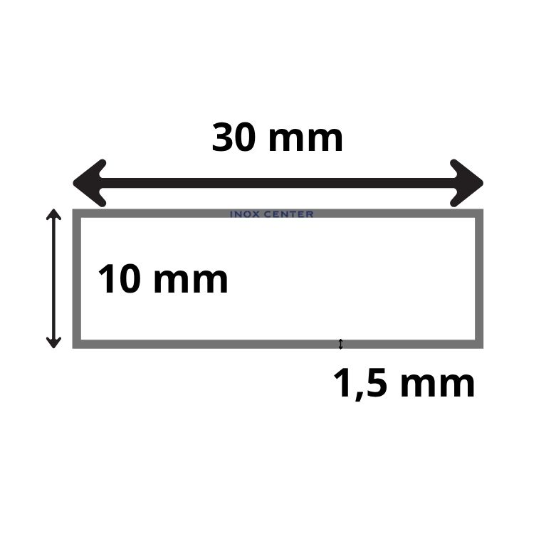cev pravokotna 30x10x1,5 AISI 304 2 cev pravokotna 30x10x1,5 AISI 304 - slika 2