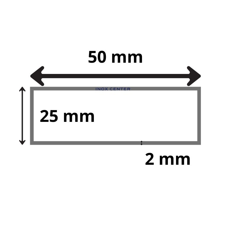 cev pravokotna 50x25x2 AISI 304 2 cev pravokotna 50x25x2 AISI 304 - slika 2